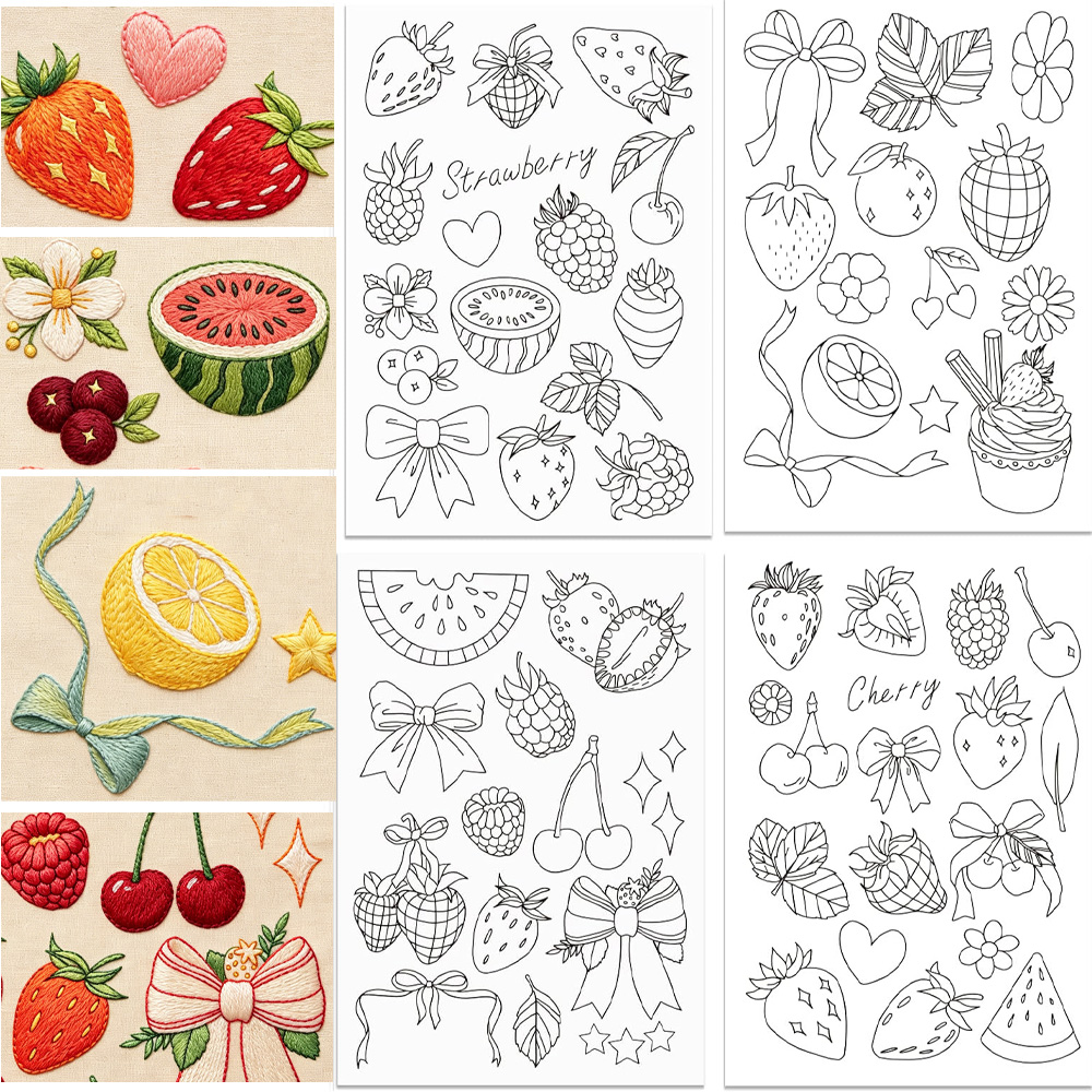 Embroidery Web - Pre-Printed Strawberry Stick and Stitch Embroidery