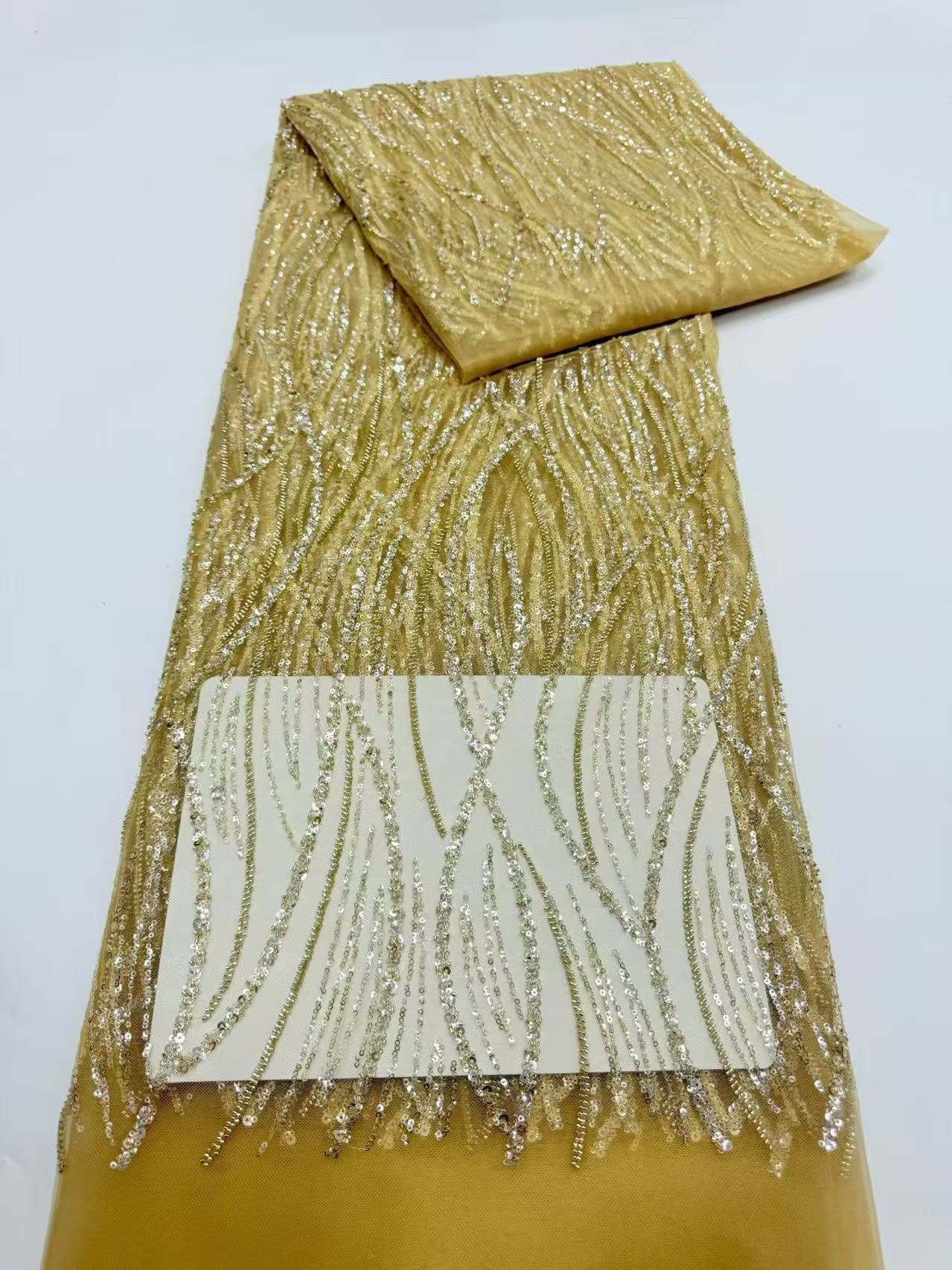 Embroidery Net Fabric - Luxurious African Beaded Net Mesh Lace