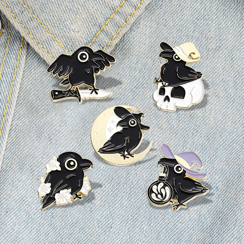 Embroidery Logo - Punk Crow Wizard Enamel Pins Custom
