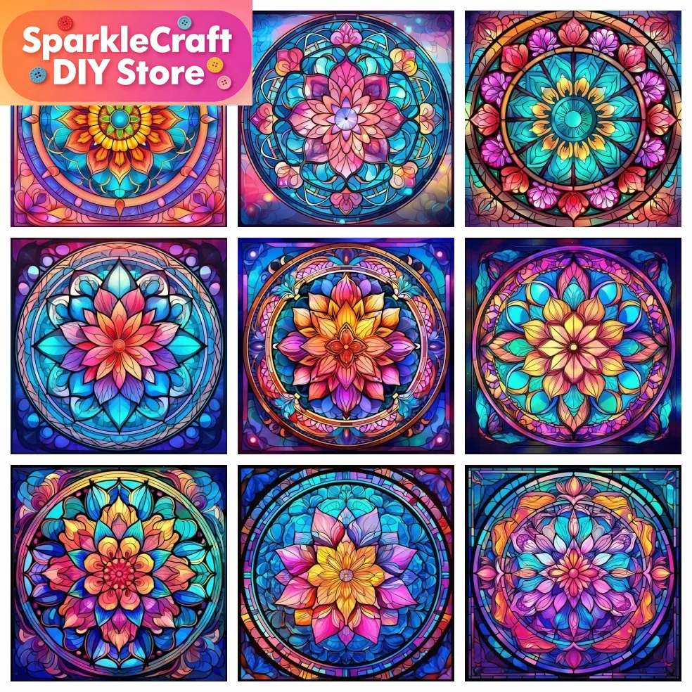 Embroidery Artwork - Diamond Painting Mandala Flower Cross Stitch
