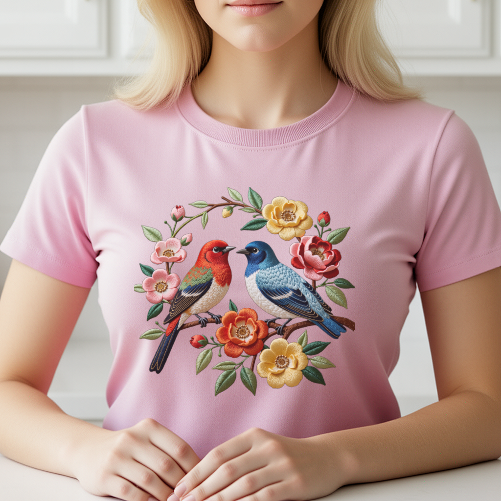 Embroidery Class - 1 Piece of Bird Pattern Clothing