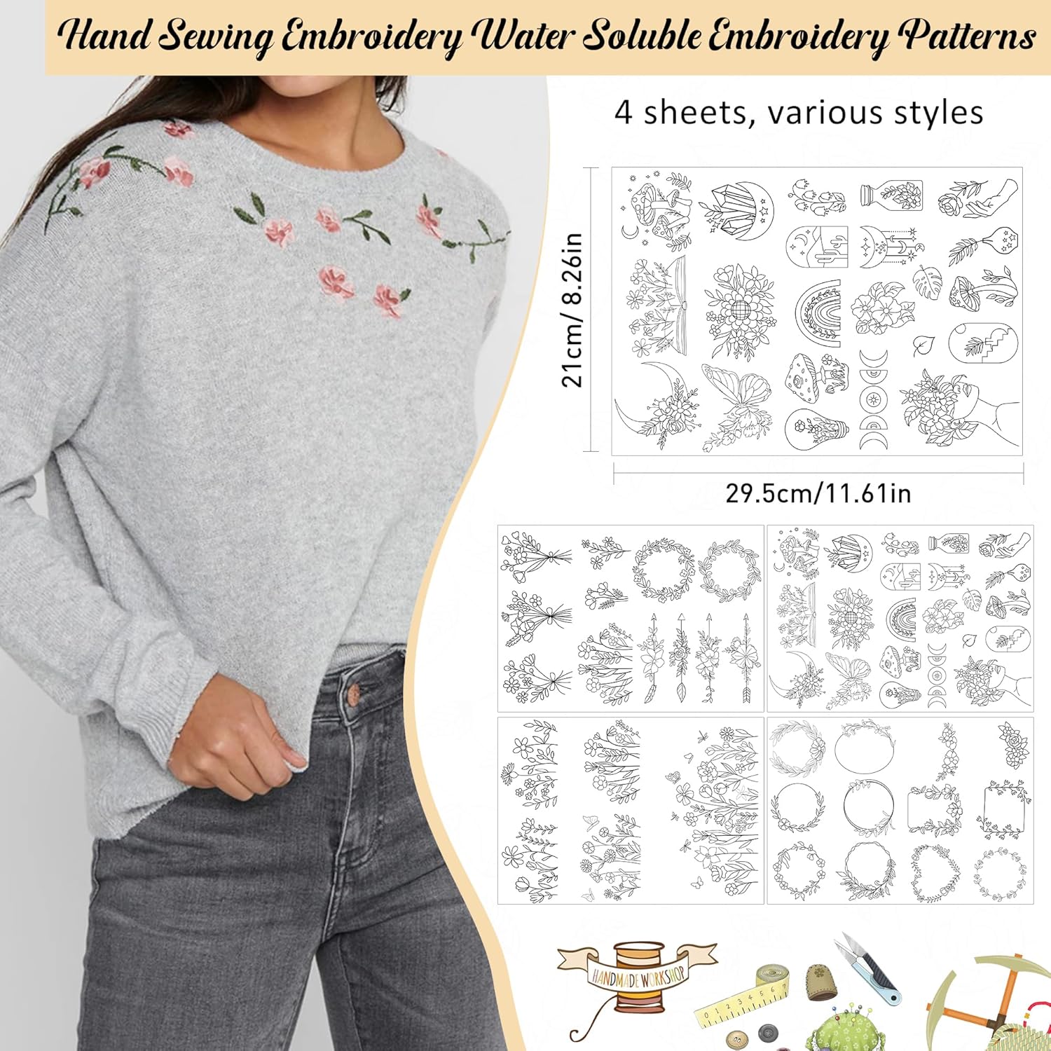 4 Sheets Water Soluble Stabili - Embroidery Web recensione e prezzo