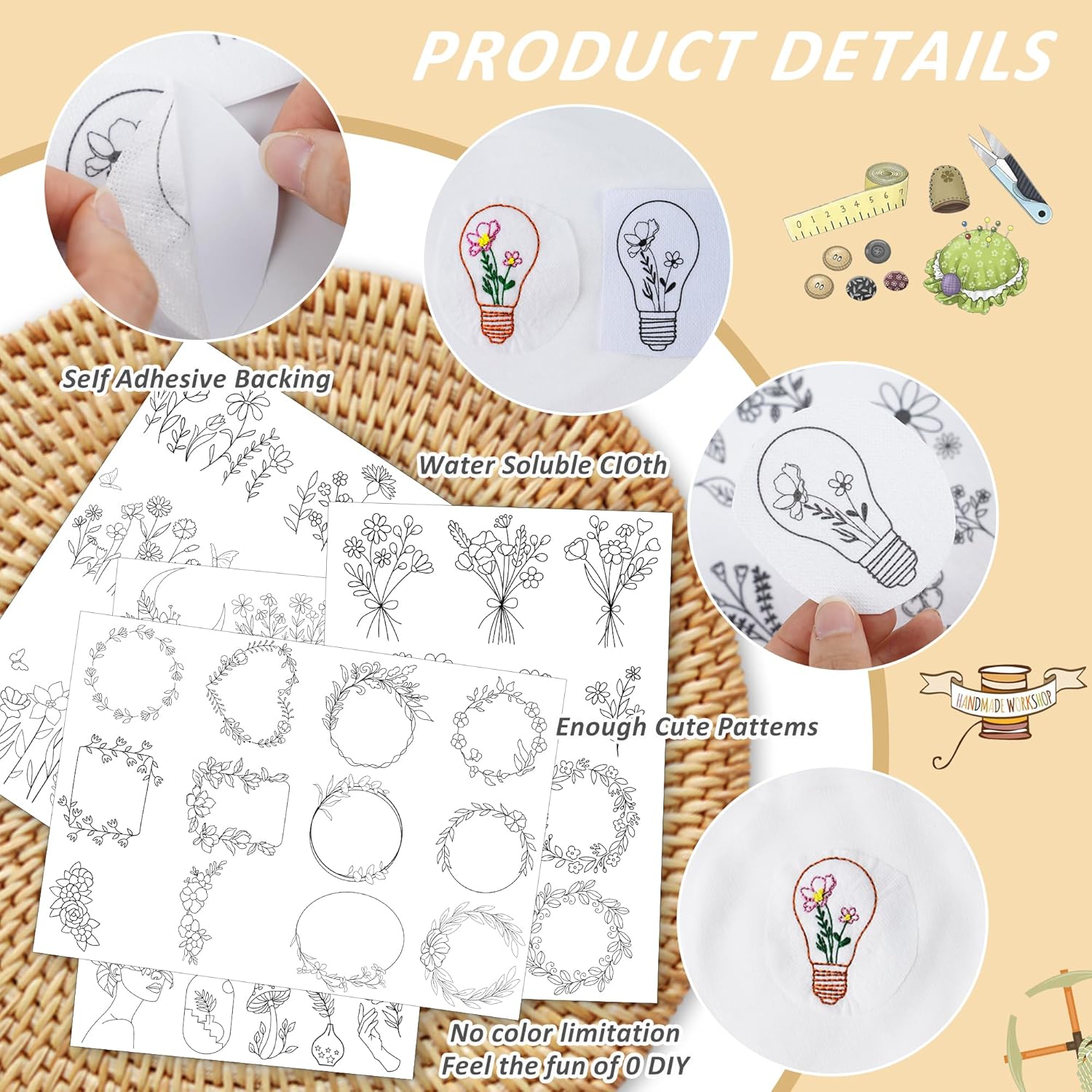 4 Sheets Water Soluble Stabili - Embroidery Web recensione e prezzo