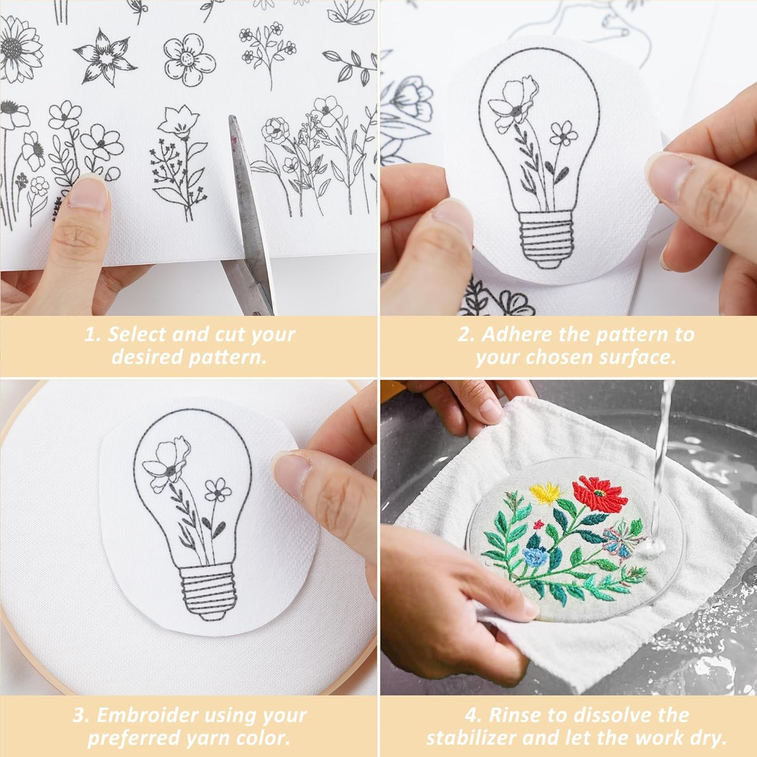 4 Sheets Water Soluble Stabili - Embroidery Web recensione e prezzo