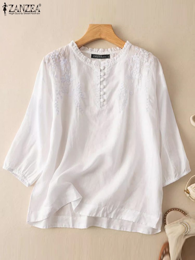 ZANZEA Summer Vintage Shirts E - Embroidery Artwork recensione e prezzo