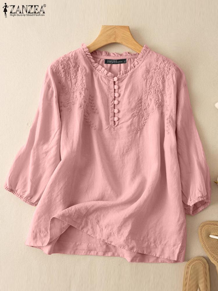 ZANZEA Summer Vintage Shirts E - Embroidery Artwork recensione e prezzo