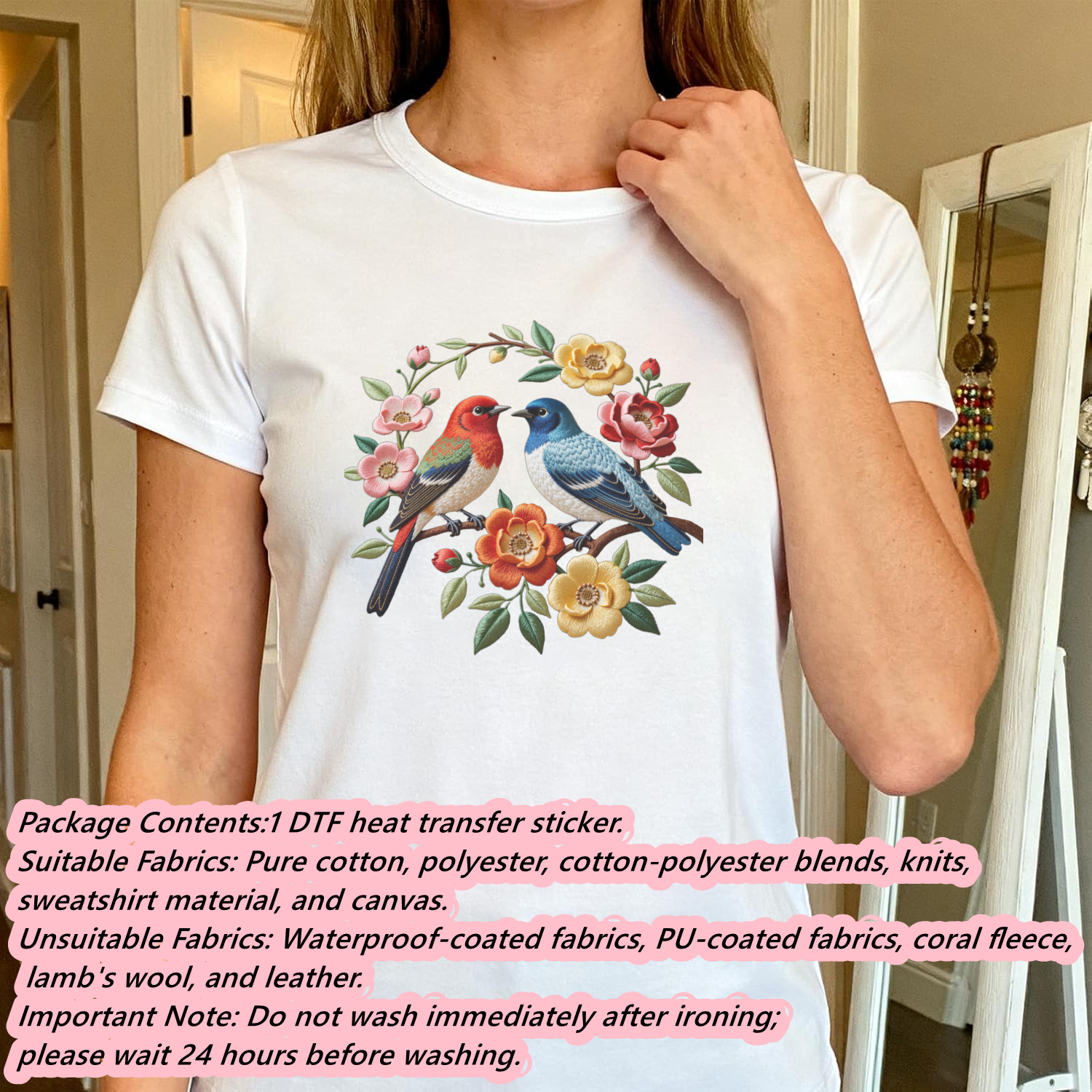 1 Piece of Bird Pattern Clothi - Embroidery Class recensione e prezzo