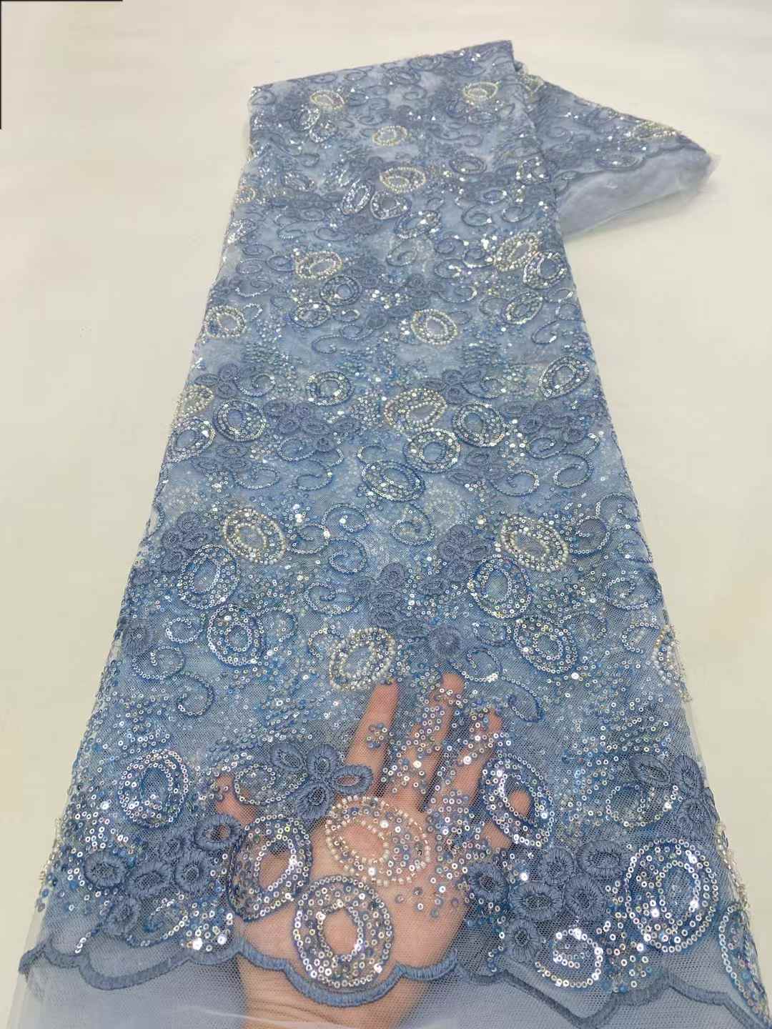 Blue African Tulle Lace Fabric - Embroidery Net Fabric recensione e prezzo