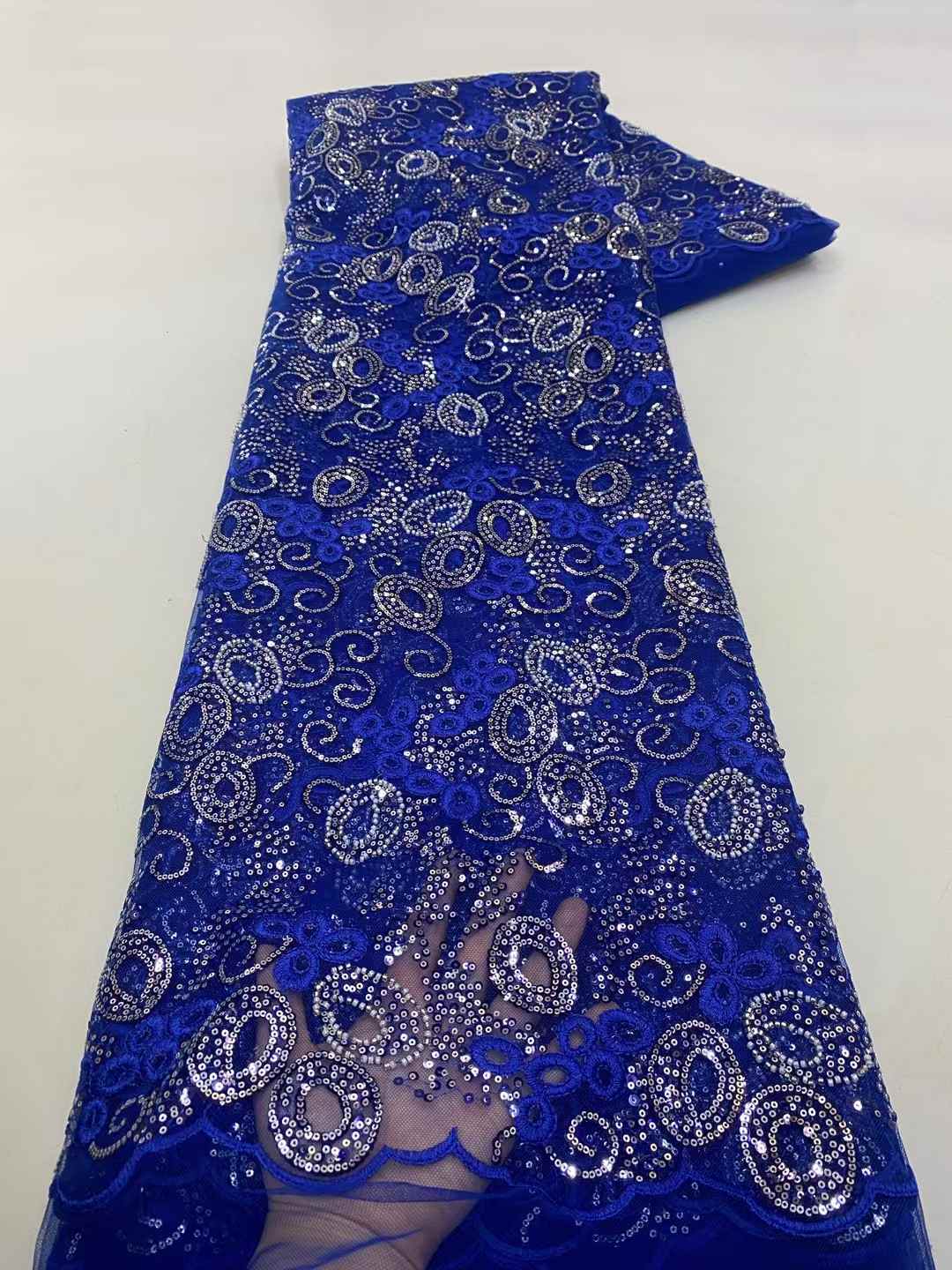 Blue African Tulle Lace Fabric - Embroidery Net Fabric recensione e prezzo