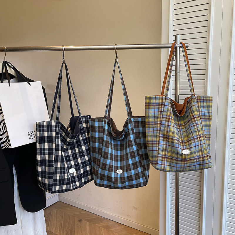 Plaid Tote Bag for Women Shoul - Embroidery Class recensione e prezzo