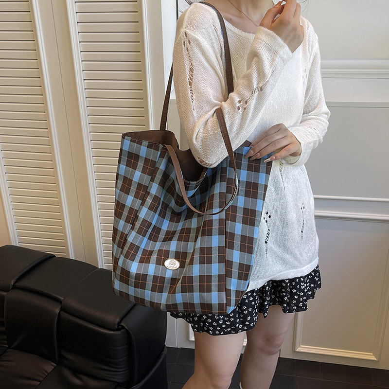 Plaid Tote Bag for Women Shoul - Embroidery Class recensione e prezzo